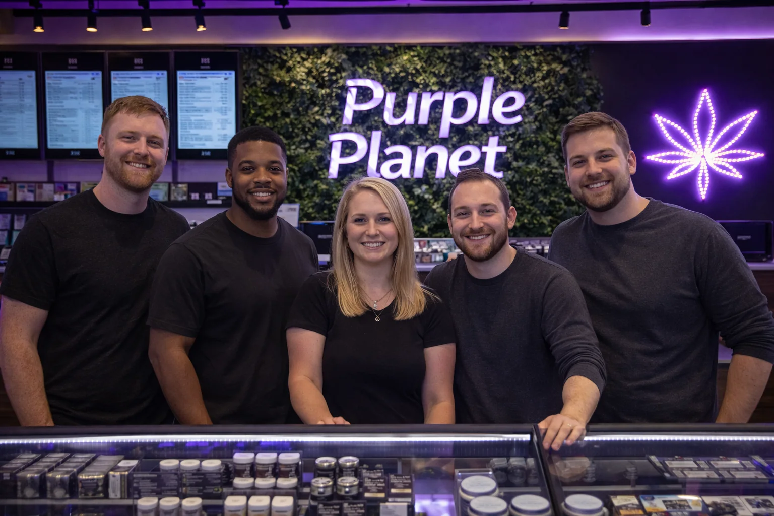 The Planet Purple team behind the counter